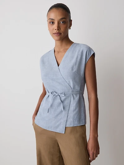 Extended-Sleeve Wrap Blouse