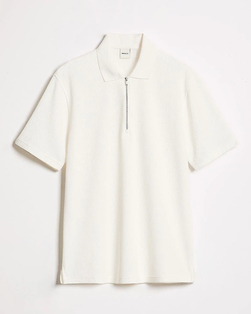 Short-Sleeve Ribbed Half-Zip Polo