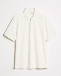 Short-Sleeve Ribbed Half-Zip Polo