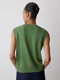Veste en Tricot Sans Manches à Col Rond