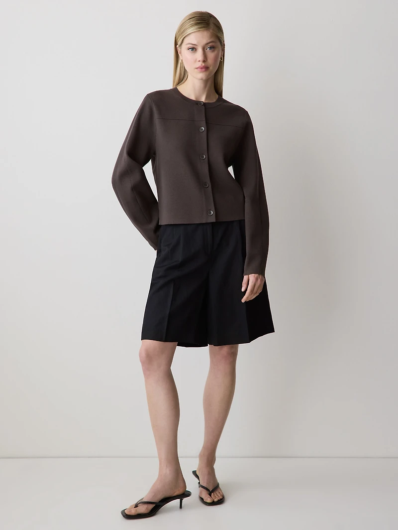 Long-Sleeve Crew-Neck Cardigan