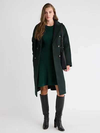 Long-Sleeve Crew-Neck Mini Sweater Dress