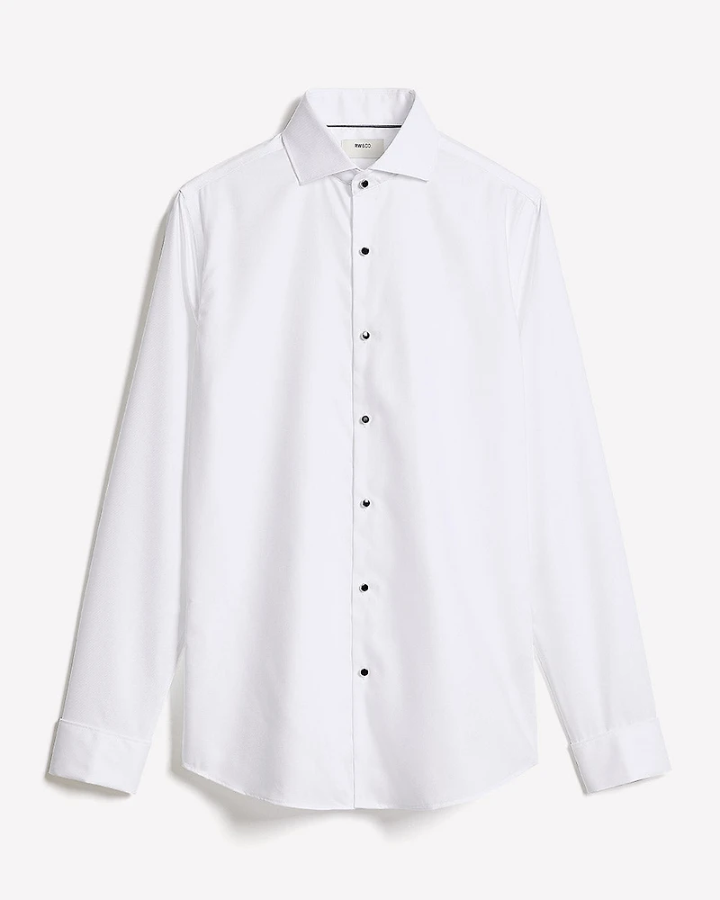 White Tailored-Fit Tuxedo Shirt with French Cuffs