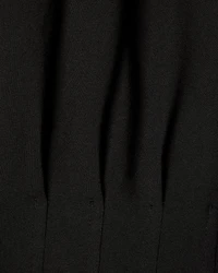 Robe Midi à Nervures Manches Courtes et Col Rond