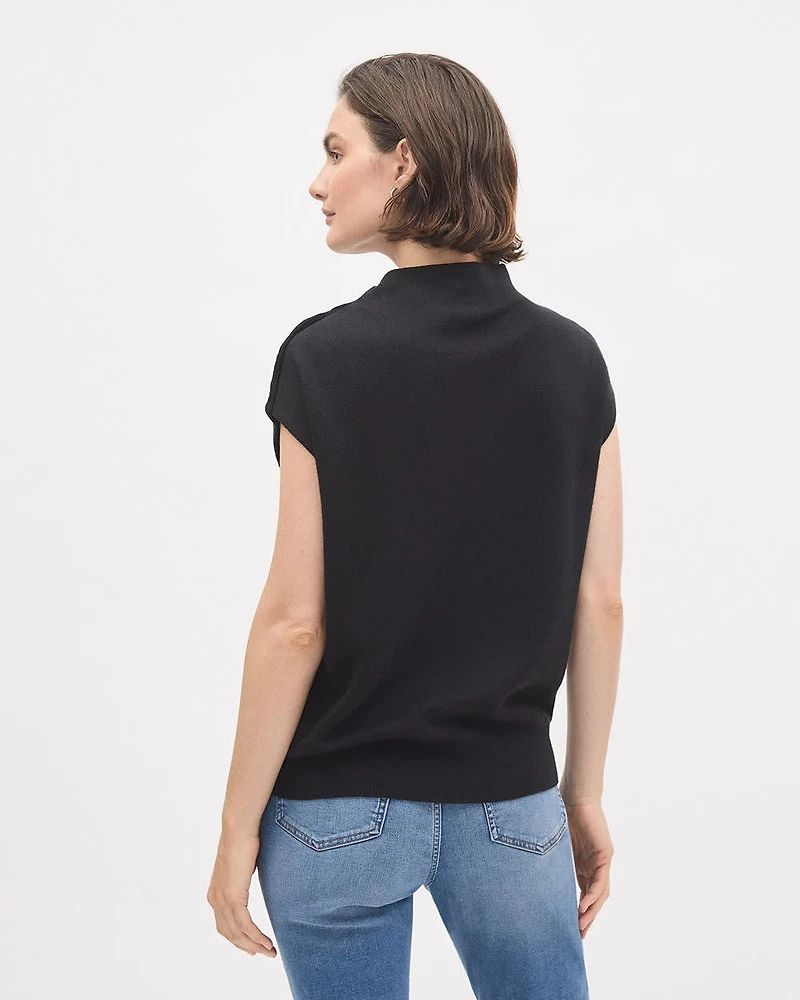 Pull Sans Manches à Col Montant avec Boutons l'Épaule