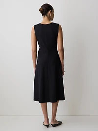 Robe Midi Sans Manches à Col Rond avec Détail Noué