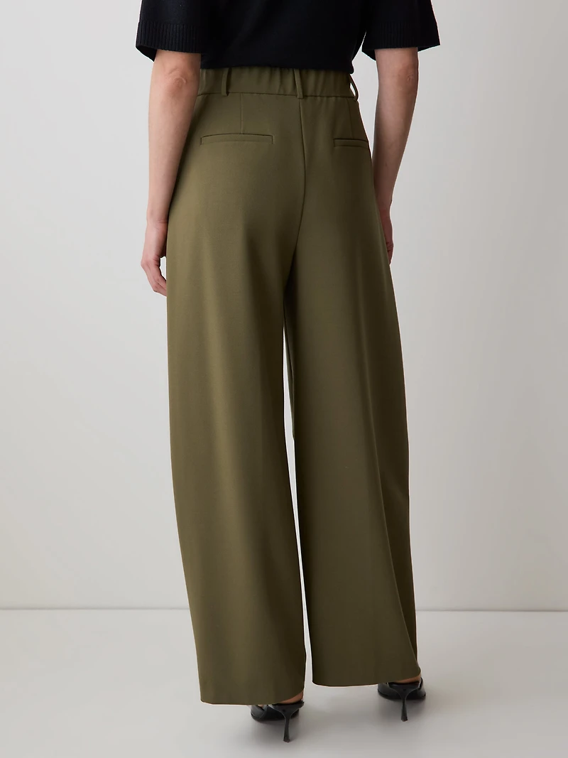 Pantalon en Sergé à Jambe Ballon et Taille Haute