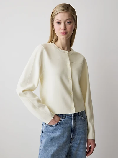 Long-Sleeve Crew-Neck Cardigan