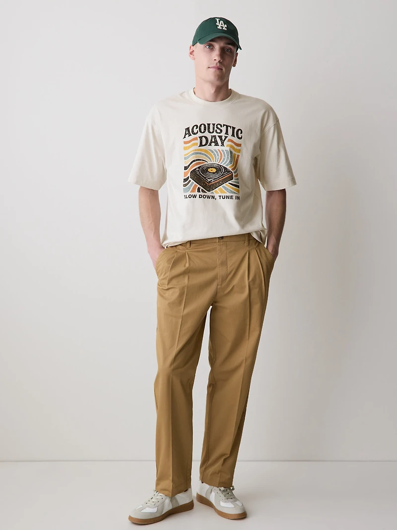 Oversized Short-Sleeve Crew-Neck Tee with Print