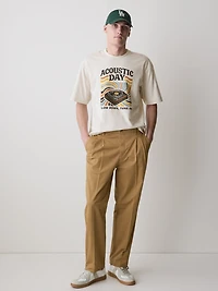 Oversized Short-Sleeve Crew-Neck Tee with Print