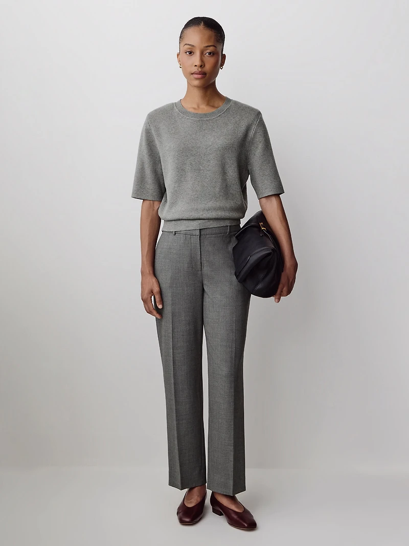 Mid-Rise Straight-Leg Cropped Pant