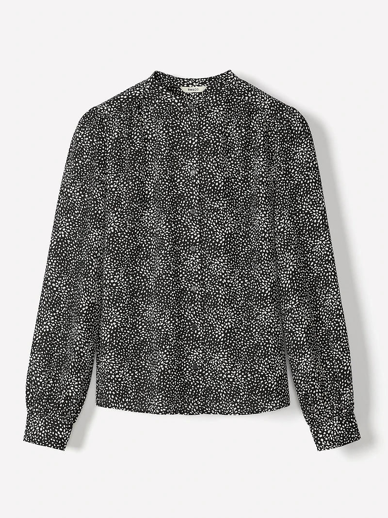 Blouse Boutonnée en Crêpe Soyeux à Manches Longues