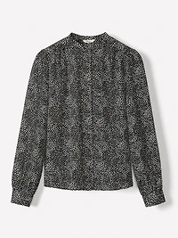 Blouse Boutonnée en Crêpe Soyeux à Manches Longues