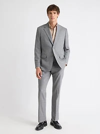 Tailored-Fit Grey Hopsack Suit Blazer