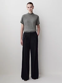 Short-Sleeve Mock-Neck Merino-Wool Sweater