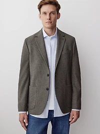 Veston Coupe Étroite à Motif Pied-de-Poule