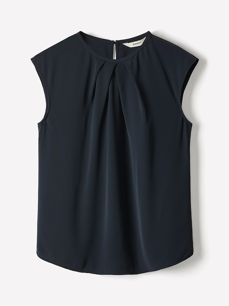 Cap-Sleeve Crew-Neck Blouse