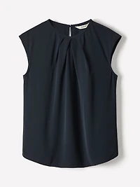 Cap-Sleeve Crew-Neck Blouse