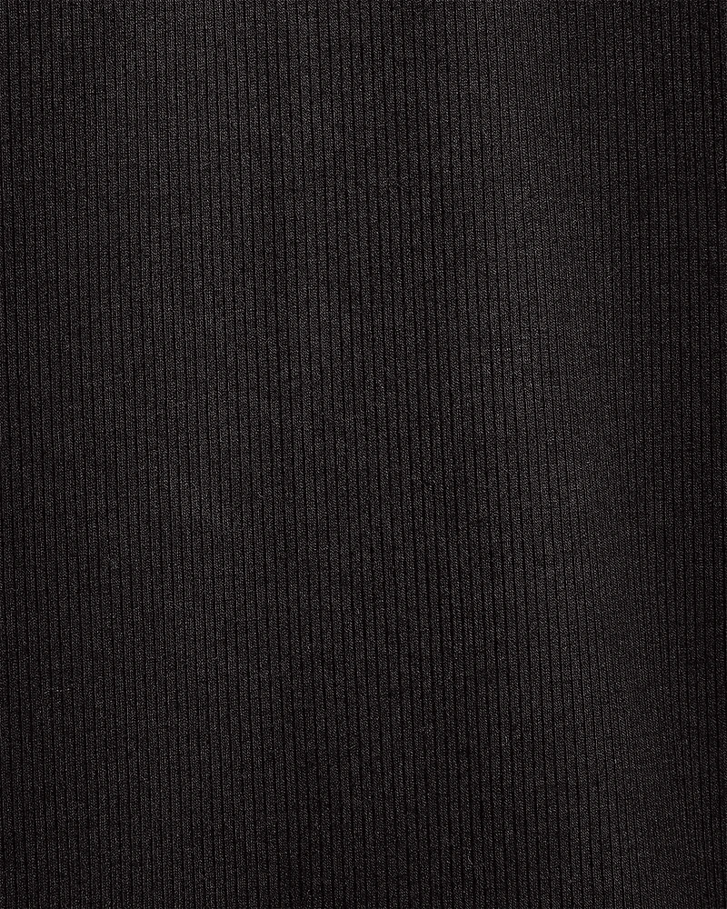 Haut Côtelé à Col V avec Manches Courtes Volants