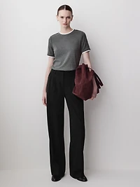 Short-Sleeve Crew-Neck Ribbed Basic Tee