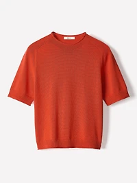 Short-Sleeve Mock-Neck Sweater