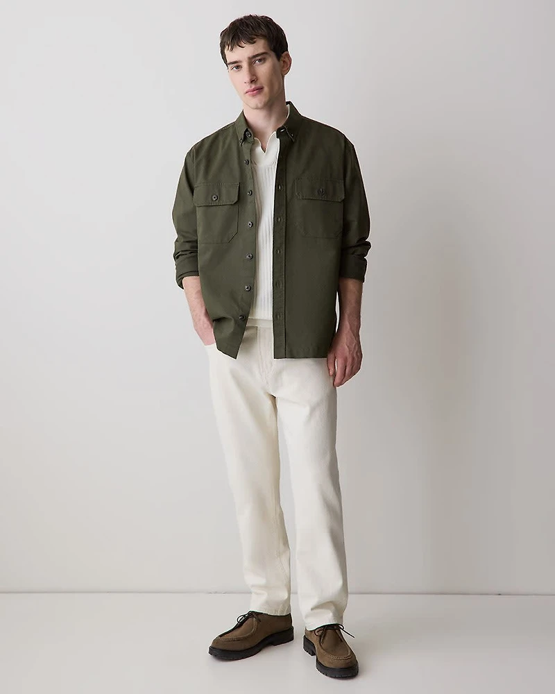 Cotton Short-Sleeve Polo with Johnny Collar