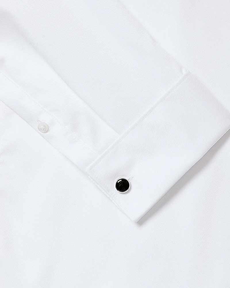 White Tailored-Fit Tuxedo Shirt with French Cuffs