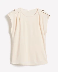 Utility-Extended-Sleeve Crew-Neck Top