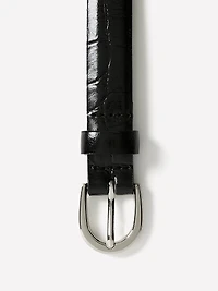 Leather Belt with Crocodile-Skin Pattern