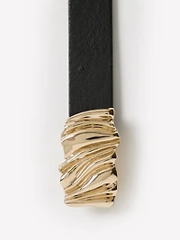 Leather Belt with Draped Buckle