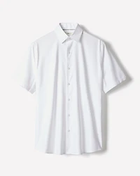 Short-Sleeve Slim-Fit Knit-Like Dress Shirt