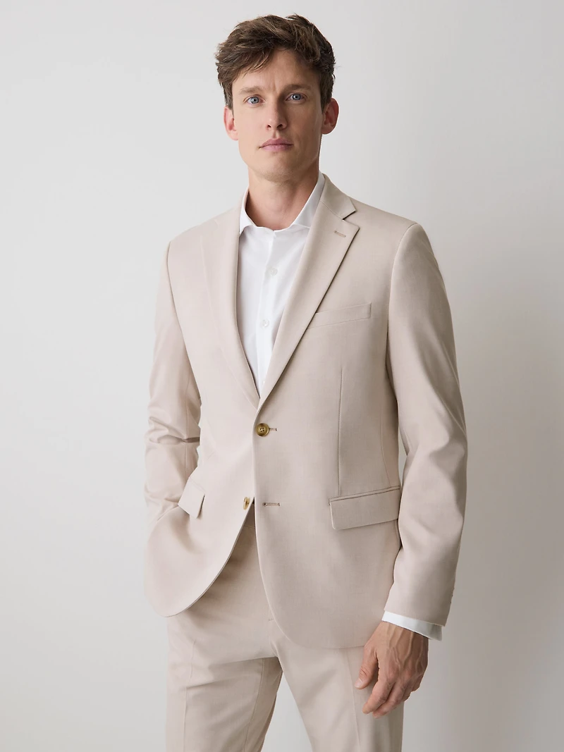 Slim-Fit Light Pink Suit Blazer