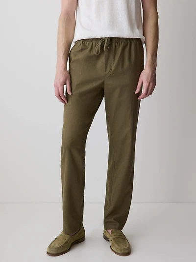 Linen-Blend Pants with Elastic Waistband and Drawstring