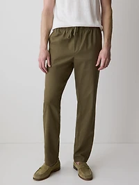 Linen-Blend Pants with Elastic Waistband and Drawstring