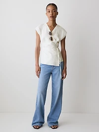 Extended-Sleeve Wrap Blouse