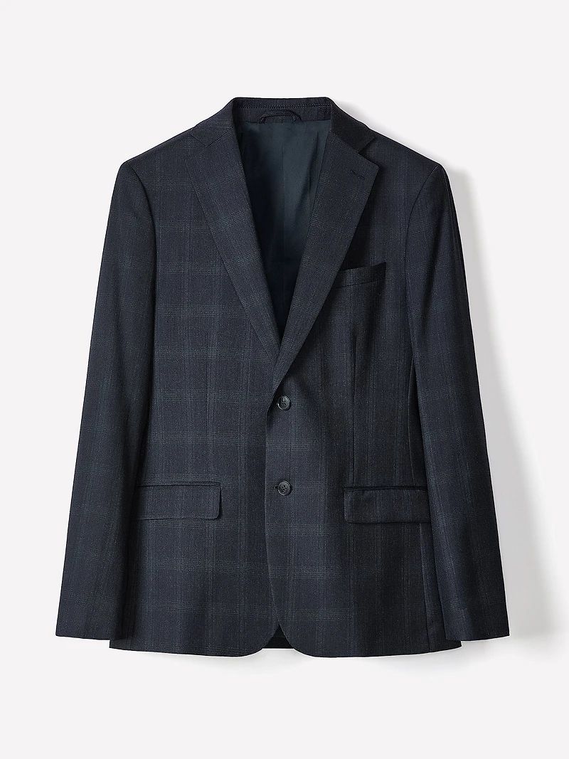 Veston de Complet Carreauté Marine à Coupe Étroite