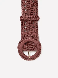 Ceinture en Raphia Non Extensible avec Boucle Ronde