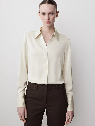 Chemise en Satin à Manches Longues