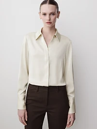 Chemise en Satin à Manches Longues