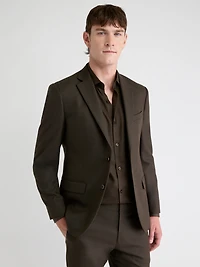 Slim-Fit Dark Brown Brushed Twill Blazer