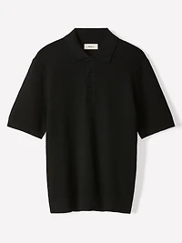 Textured Short-Sleeve Polo Sweater