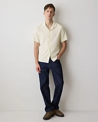 Short-Sleeve Textured Shirt with Camp Collar