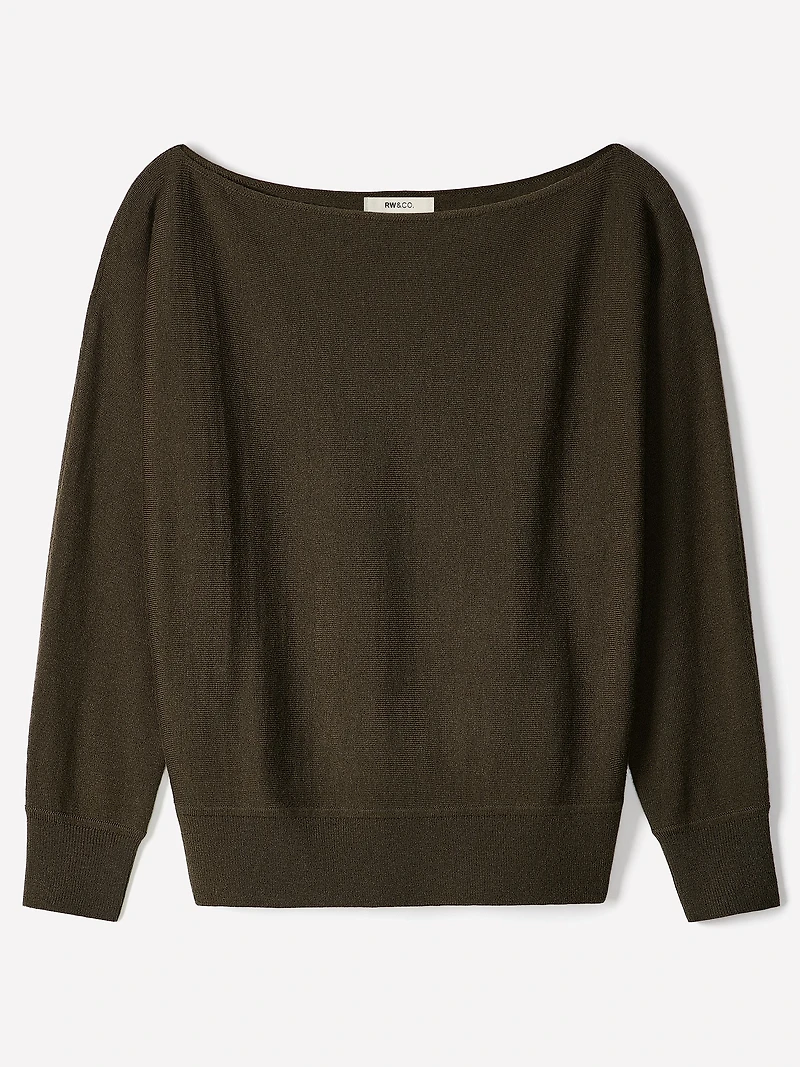 Long-Sleeve Off-the-Shoulder Merino-Wool Sweater