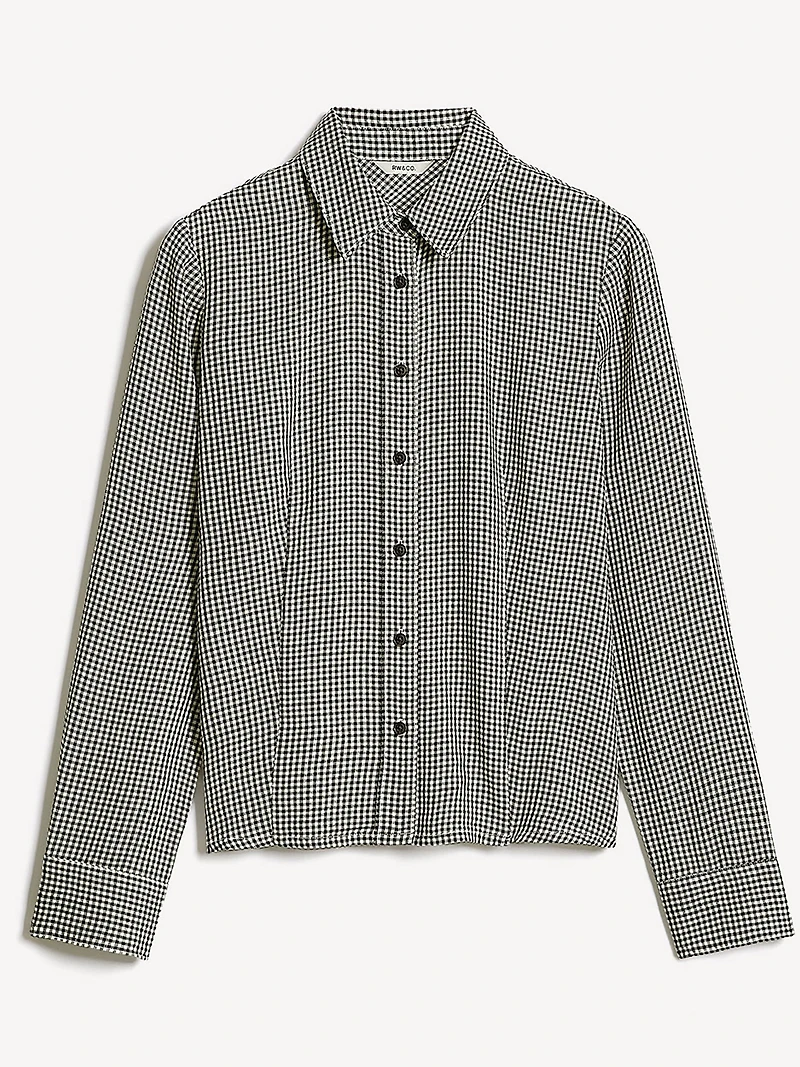 Plaid Long-Sleeve Buttoned-Down Blouse