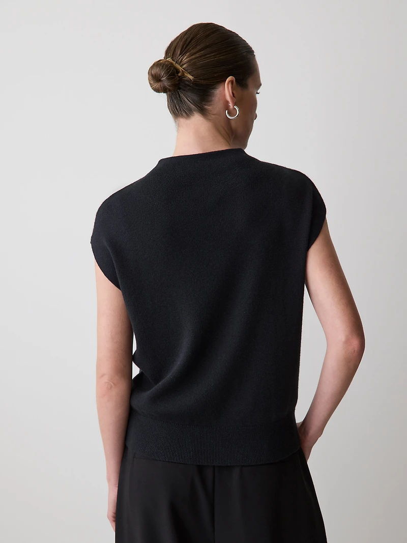 Extended-Sleeve Funnel-Neck Sweater