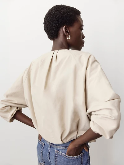 Short Twill Jacket with Cinched Waist