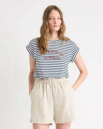 Striped Extended-Sleeve Crew-Neck T-Shirt