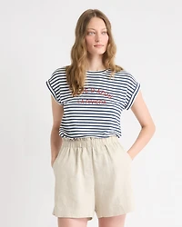 Striped Extended-Sleeve Crew-Neck T-Shirt