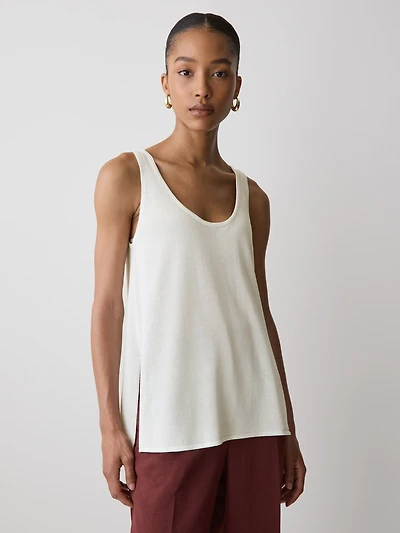 Camisole Ample en Mélange de Lin à Col U