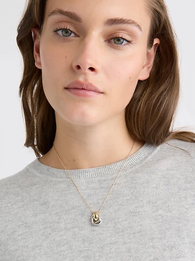 Collier à Chaîne avec Pendentif Style Heurtoir à Deux Tons